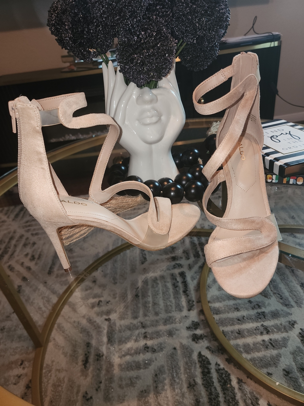 ALDO Women's Nude Suede Strappy High Heel Sandals